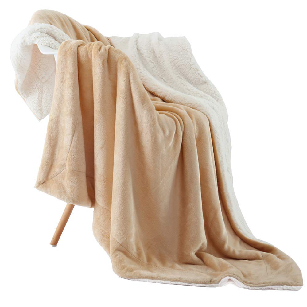 NANPIPER Sherpa Blanket Twin Thick Warm Blankets for Winter Bed Super Soft Fuzzy Flannel Fleece/Wool Like Reversible Velvet Plush Fabric(Light Grey Twin Size 60"x80")