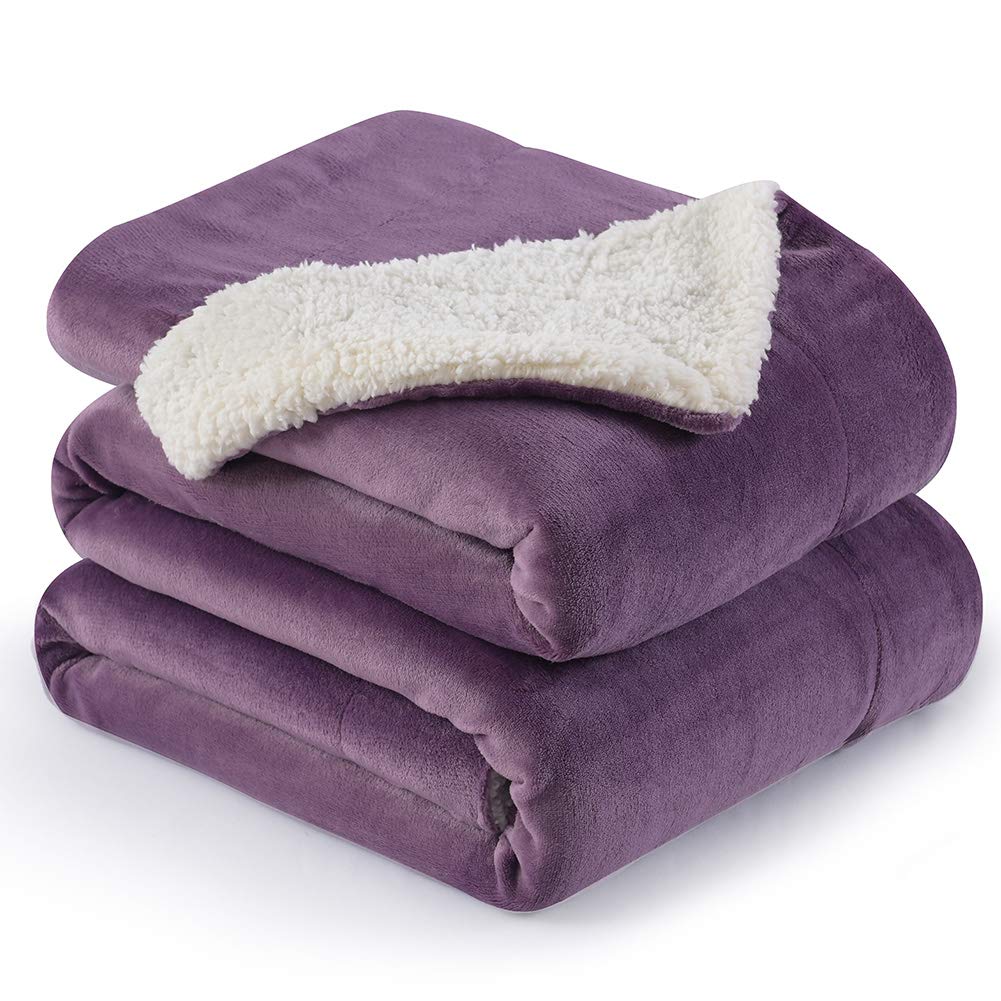 NANPIPER Sherpa Blanket Twin Thick Warm Blankets for Winter Bed Super Soft Fuzzy Flannel Fleece/Wool Like Reversible Velvet Plush Fabric(Light Grey Twin Size 60"x80")