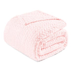 Exclusivo Mezcla Fleece Queen Size Blanket for Bed, 90x90 Inches Soft Cozy Jacquard Flannel Blankets, Lightweight Fuzzy Plush for Women, Pink