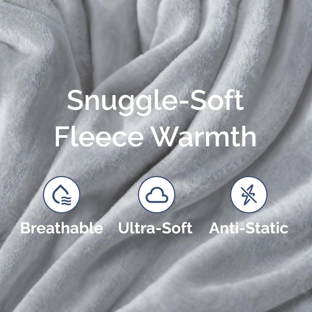 Ultra Soft Fleece Blanket Queen Size - Flannel Fleece Luxury Queen Blanket - Lightweight for Couch Bed Chair - Thick, Warm and Breathable - All Season Cozy Fuzzy, Anti-Static Microplush Bedding, Grey