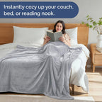 Ultra Soft Fleece Blanket Queen Size - Flannel Fleece Luxury Queen Blanket - Lightweight for Couch Bed Chair - Thick, Warm and Breathable - All Season Cozy Fuzzy, Anti-Static Microplush Bedding, Grey