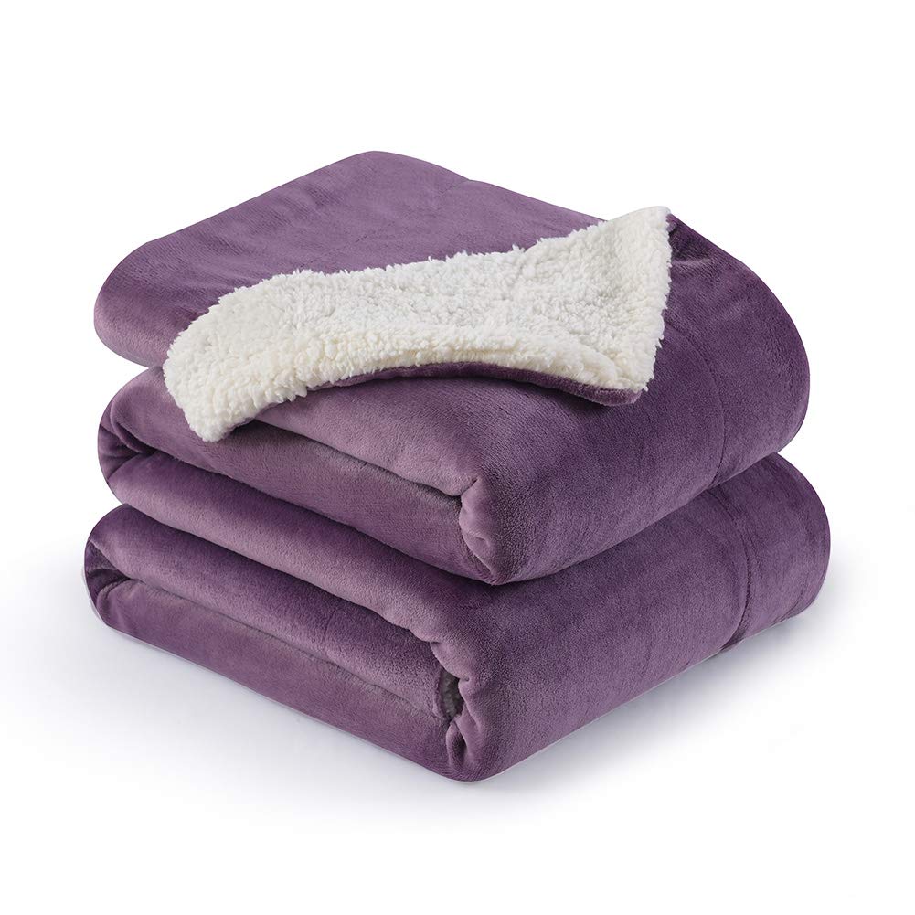 NANPIPER Sherpa Blanket Twin Thick Warm Blankets for Winter Bed Super Soft Fuzzy Flannel Fleece/Wool Like Reversible Velvet Plush Fabric(Light Grey Twin Size 60"x80")