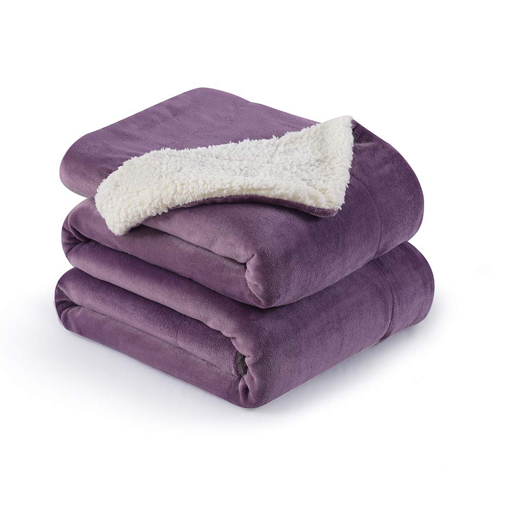 NANPIPER Sherpa Blanket Twin Thick Warm Blankets for Winter Bed Super Soft Fuzzy Flannel Fleece/Wool Like Reversible Velvet Plush Fabric(Light Grey Twin Size 60"x80")