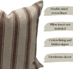 Linen Throw Pillow Covers Stripe Pillow Cover 18x18 inch Spring Decorative Pillow Covers for Living Room, Bedroom