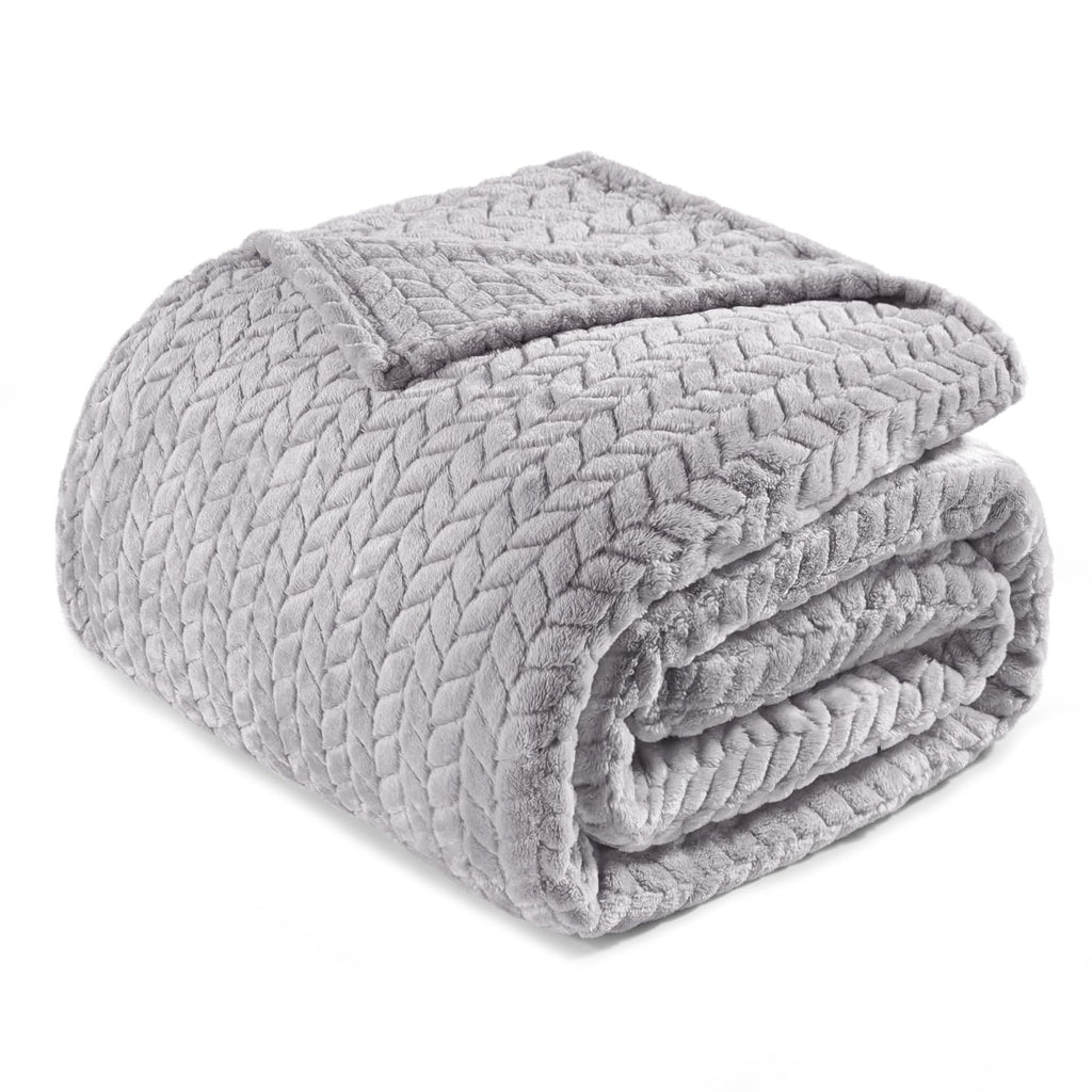 Exclusivo Mezcla Fleece Queen Size Blanket for Bed, 90x90 Inches Soft Cozy Jacquard Flannel Blankets, Lightweight Fuzzy Plush for Women, Pink