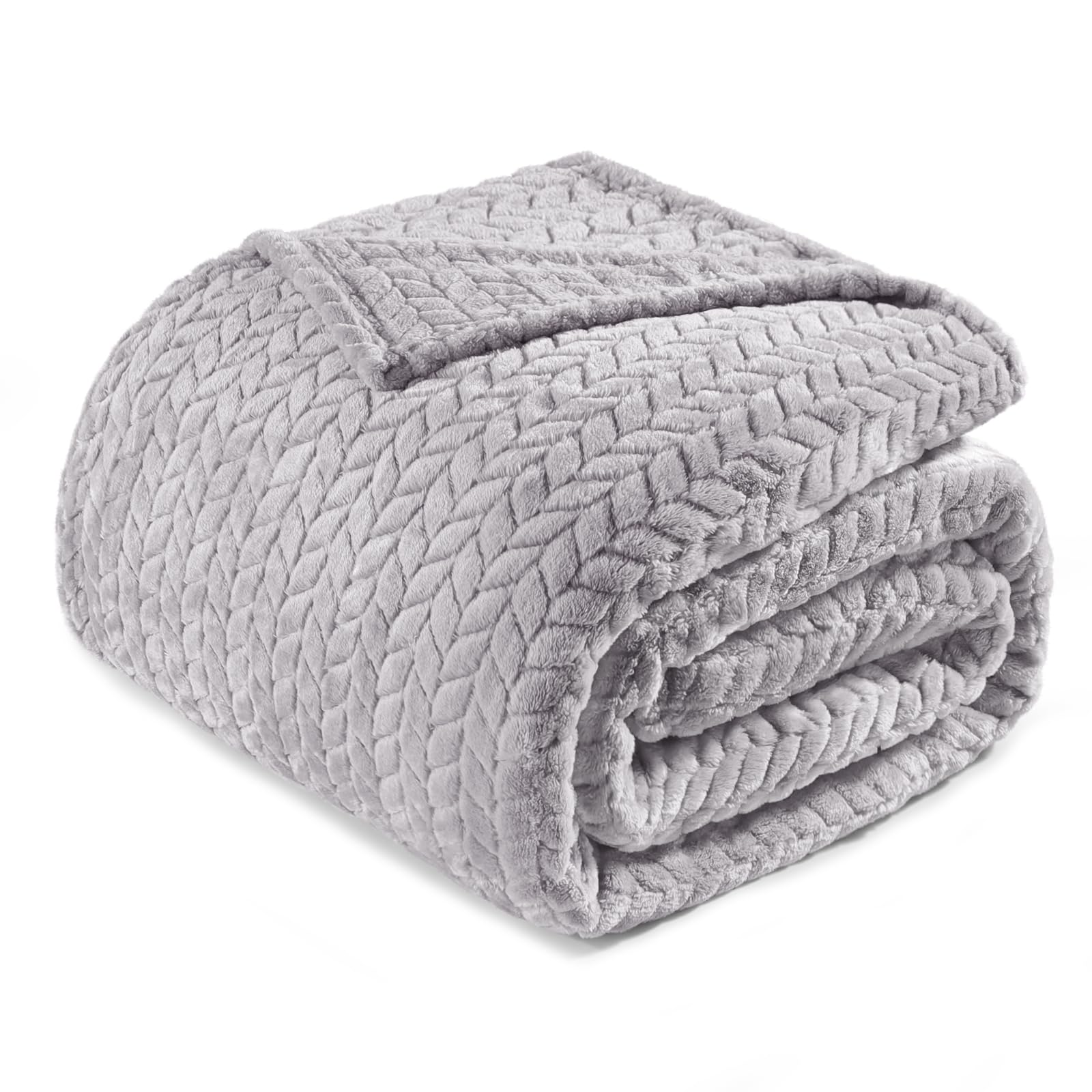 Exclusivo Mezcla Fleece Queen Size Blanket for Bed, 90x90 Inches Soft Cozy Jacquard Flannel Blankets, Lightweight Fuzzy Plush for Women, Pink