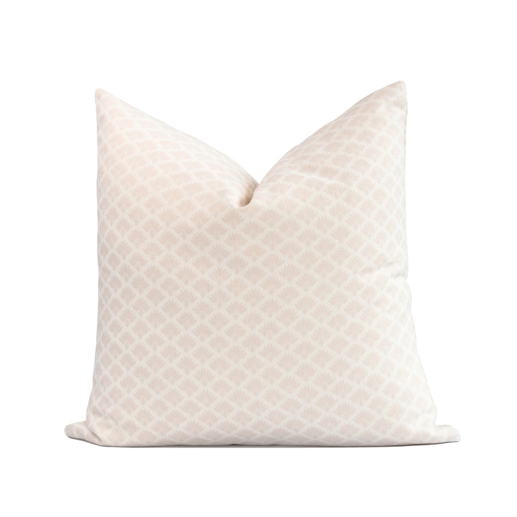 Crumbs Home Coastal Linen Indoor Outdoor Throw Pillow Cover Only, 20"x20" Water Repellent for Patio, Backyard, Couch, Neutral Beige Embroidered Stripes