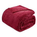 Exclusivo Mezcla Fleece Queen Size Blanket for Bed, 90x90 Inches Soft Cozy Jacquard Flannel Blankets, Lightweight Fuzzy Plush for Women, Pink
