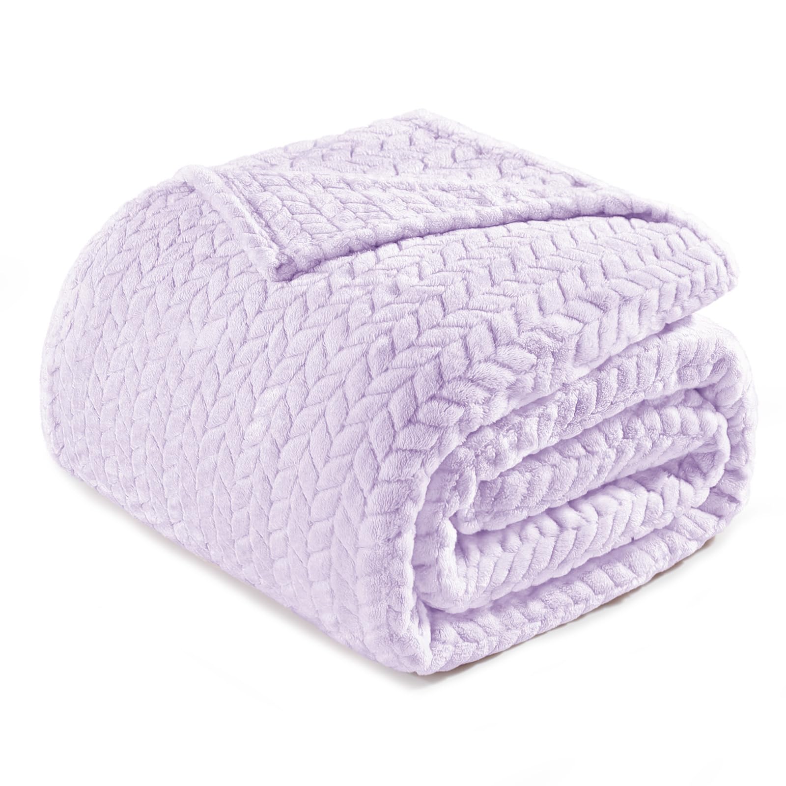 Exclusivo Mezcla Fleece Queen Size Blanket for Bed, 90x90 Inches Soft Cozy Jacquard Flannel Blankets, Lightweight Fuzzy Plush for Women, Pink