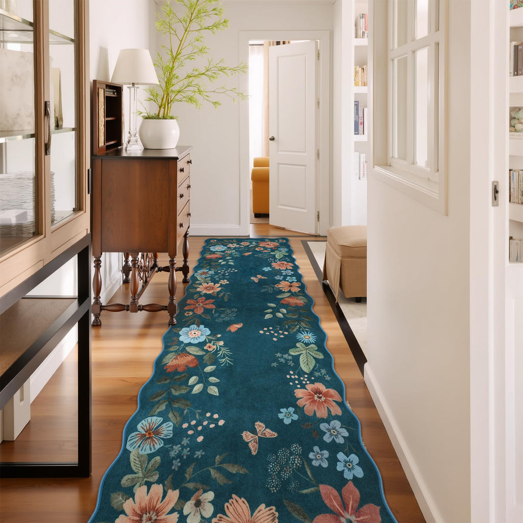 Lahome Floral Living Room Rugs, Area Rugs 5x7 Rug for Bedroom Ultra-Thin Soft Rug, Non-Slip Washable Rugs Stain Resistant Boho Rug Flore Throw Rug for ‎Dining Room Office (5x7ft,Green)