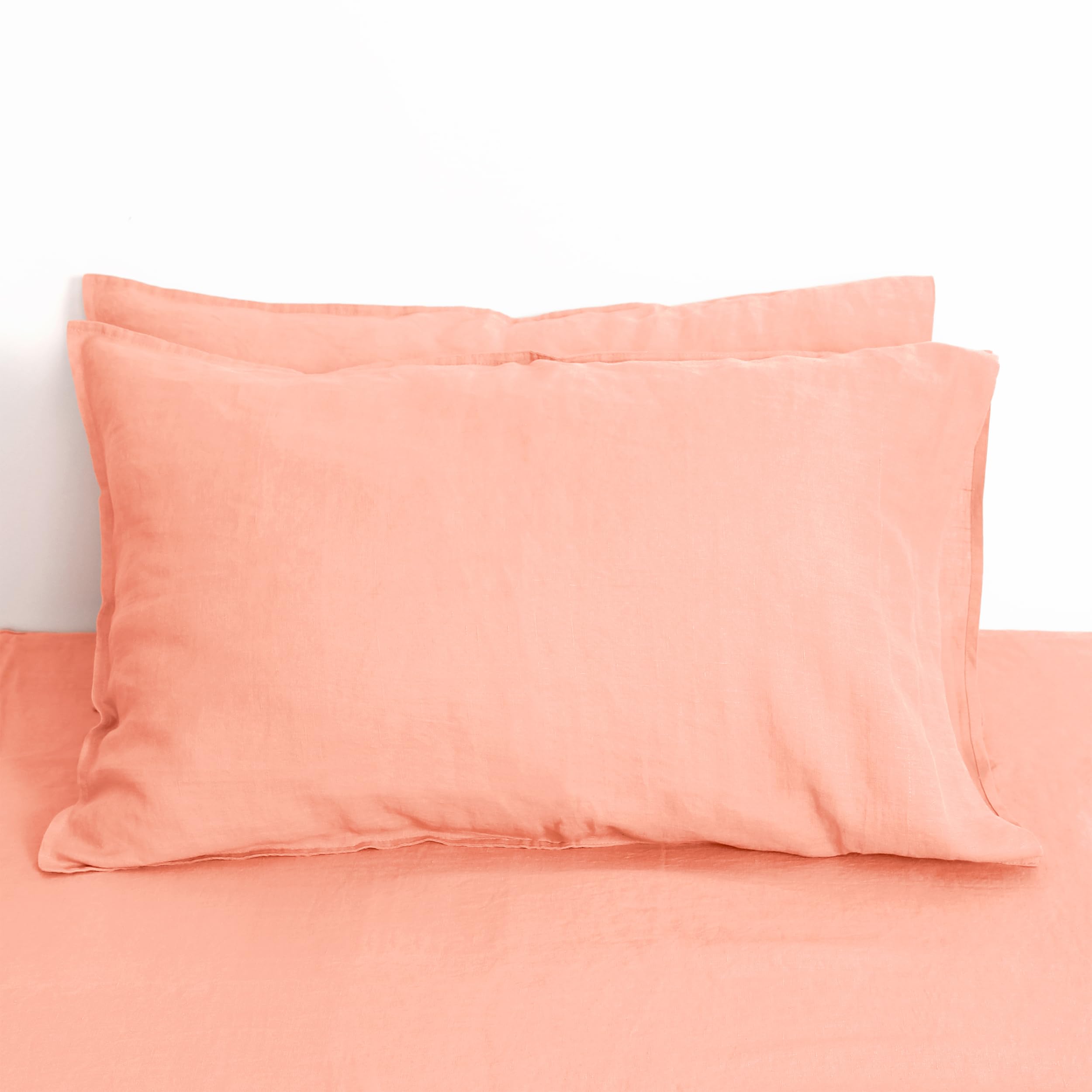 Striped Linen Pillow Cases Set of 2,20"x30" Standard/Queen Size,100% French Natural Flax Soft Linen Pillowcases,Natural Stripe
