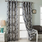 NAPEARL Damask Curtains-Fancy Jacquard Semi-Blackout Brown Curtain Drapes for legant & Private Living Room & Bedroom, Luxury Curtains 96 Inches Length (2 Panels, Each 52 x 96 Inches)