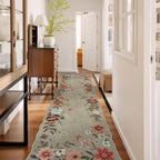 Lahome Floral Living Room Rugs, Area Rugs 5x7 Rug for Bedroom Ultra-Thin Soft Rug, Non-Slip Washable Rugs Stain Resistant Boho Rug Flore Throw Rug for ‎Dining Room Office (5x7ft,Green)