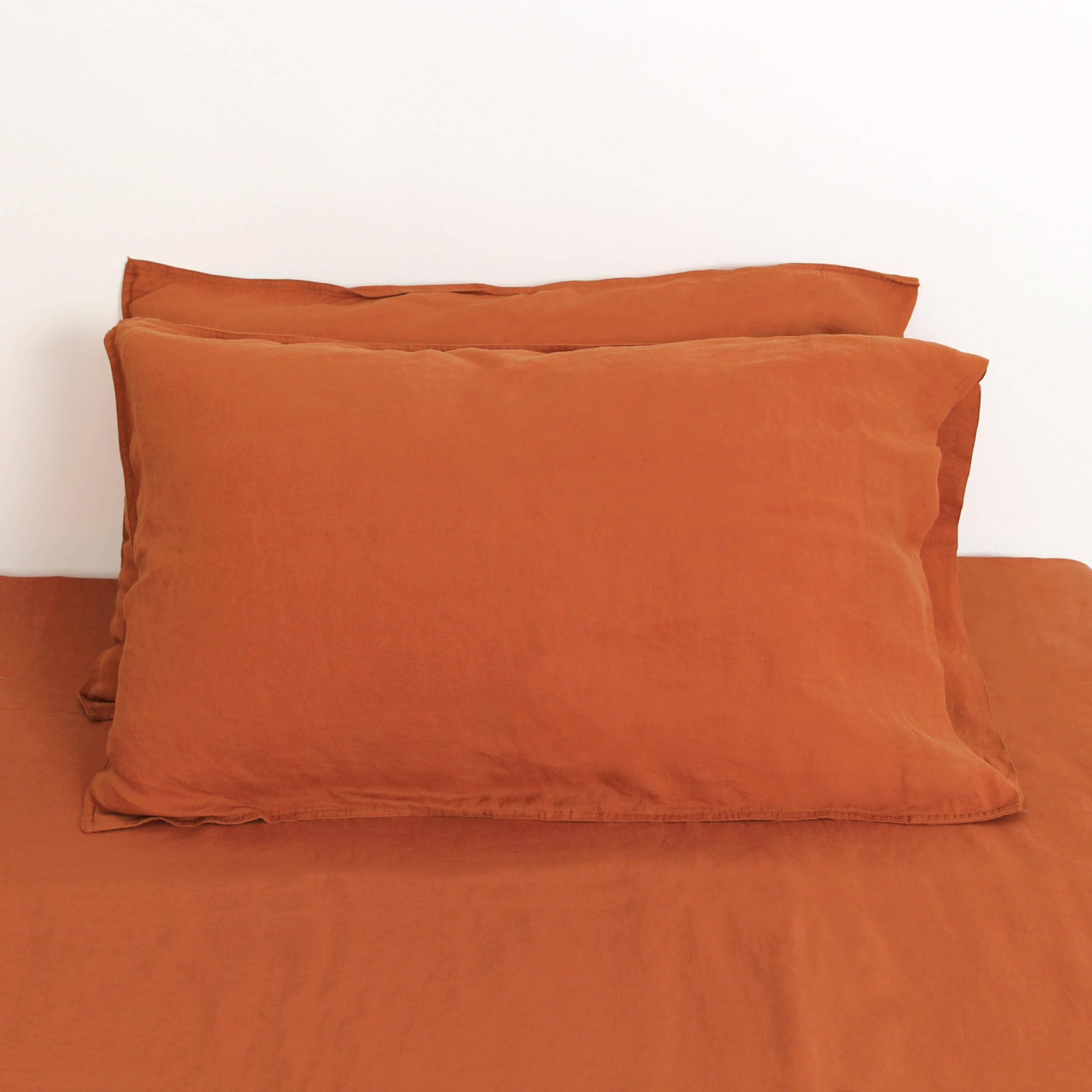 Striped Linen Pillow Cases Set of 2,20"x30" Standard/Queen Size,100% French Natural Flax Soft Linen Pillowcases,Natural Stripe