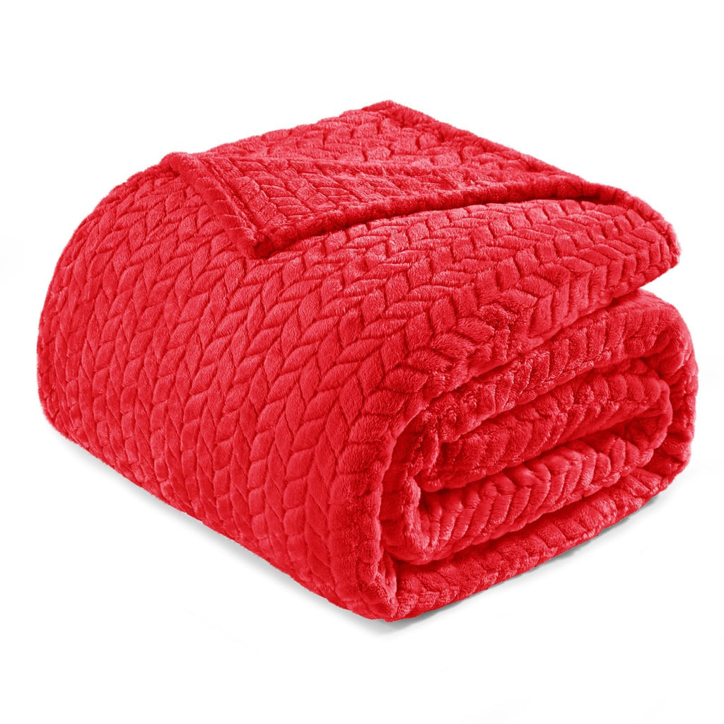 Exclusivo Mezcla Fleece Queen Size Blanket for Bed, 90x90 Inches Soft Cozy Jacquard Flannel Blankets, Lightweight Fuzzy Plush for Women, Pink