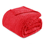 Exclusivo Mezcla Fleece Queen Size Blanket for Bed, 90x90 Inches Soft Cozy Jacquard Flannel Blankets, Lightweight Fuzzy Plush for Women, Pink