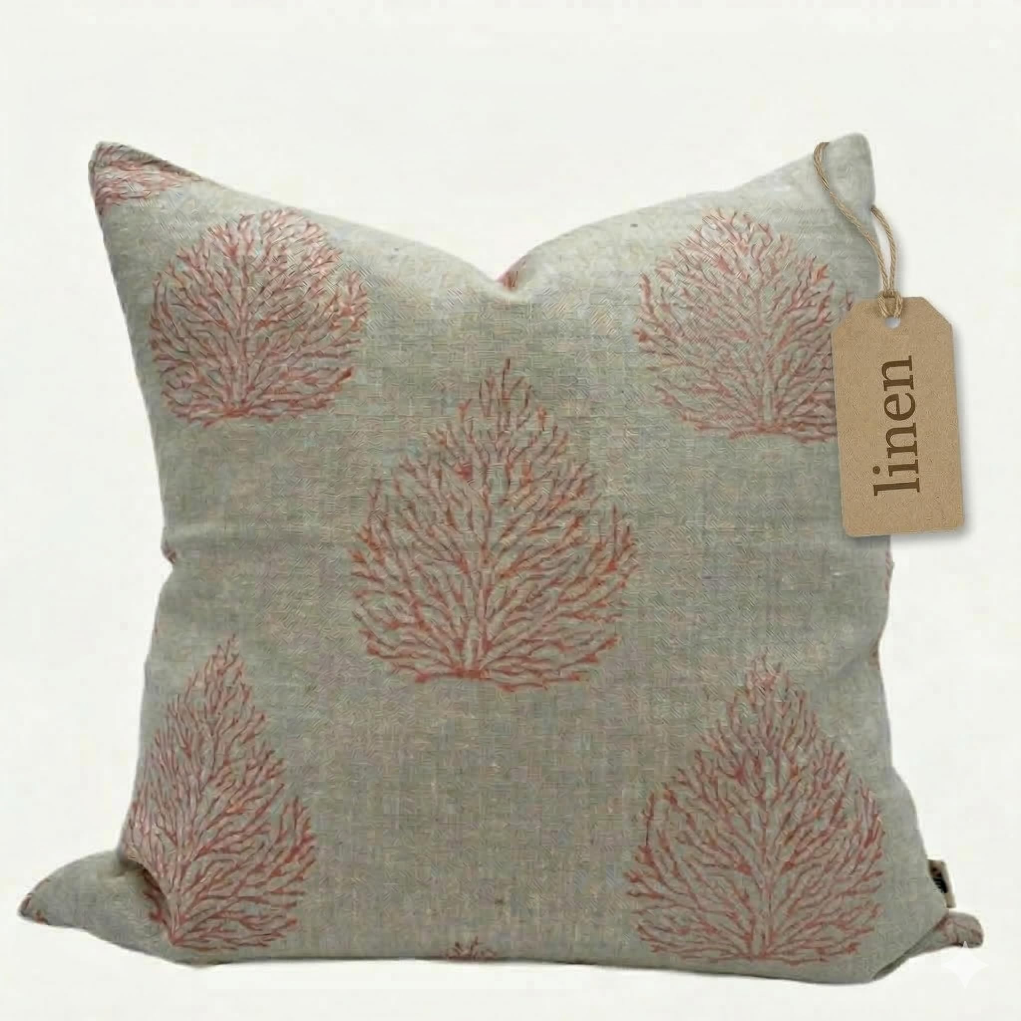 Decorative Pillow Cover French Country Pillow Cover Cottage Decor Floral Block Print, Farmhouse Decorative Cushion Cover, Striped Pillow Cover Line and Loop (Brown-Beige Stripe)