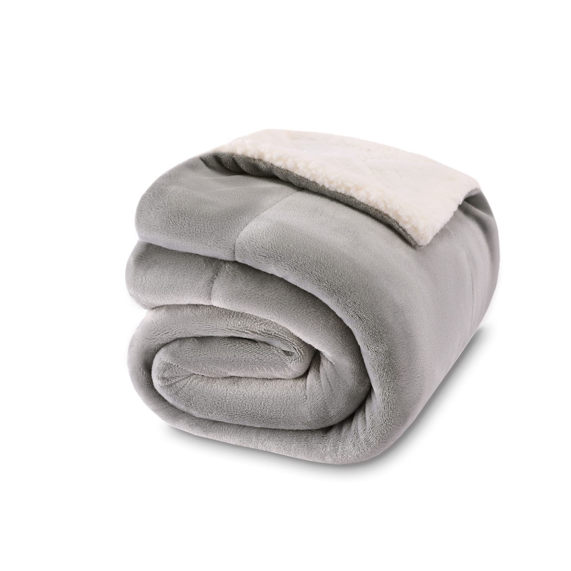 NANPIPER Sherpa Blanket Twin Thick Warm Blankets for Winter Bed Super Soft Fuzzy Flannel Fleece/Wool Like Reversible Velvet Plush Fabric(Light Grey Twin Size 60"x80")