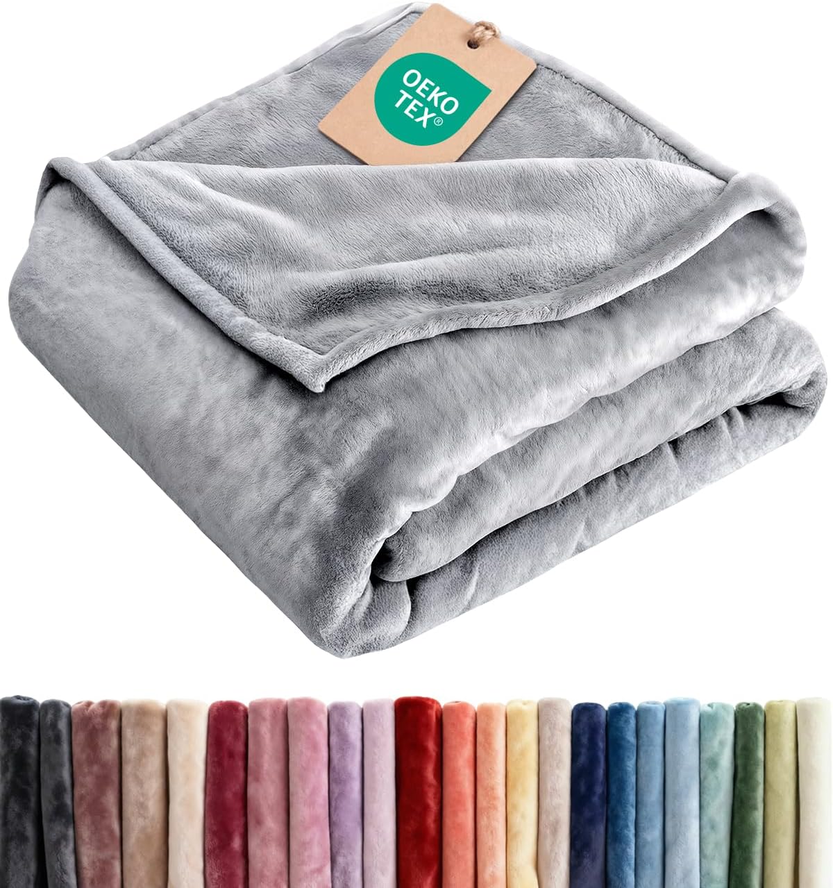 Ultra Soft Fleece Blanket Queen Size - Flannel Fleece Luxury Queen Blanket - Lightweight for Couch Bed Chair - Thick, Warm and Breathable - All Season Cozy Fuzzy, Anti-Static Microplush Bedding, Grey