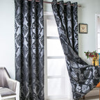 NAPEARL Damask Curtains-Fancy Jacquard Semi-Blackout Brown Curtain Drapes for legant & Private Living Room & Bedroom, Luxury Curtains 96 Inches Length (2 Panels, Each 52 x 96 Inches)