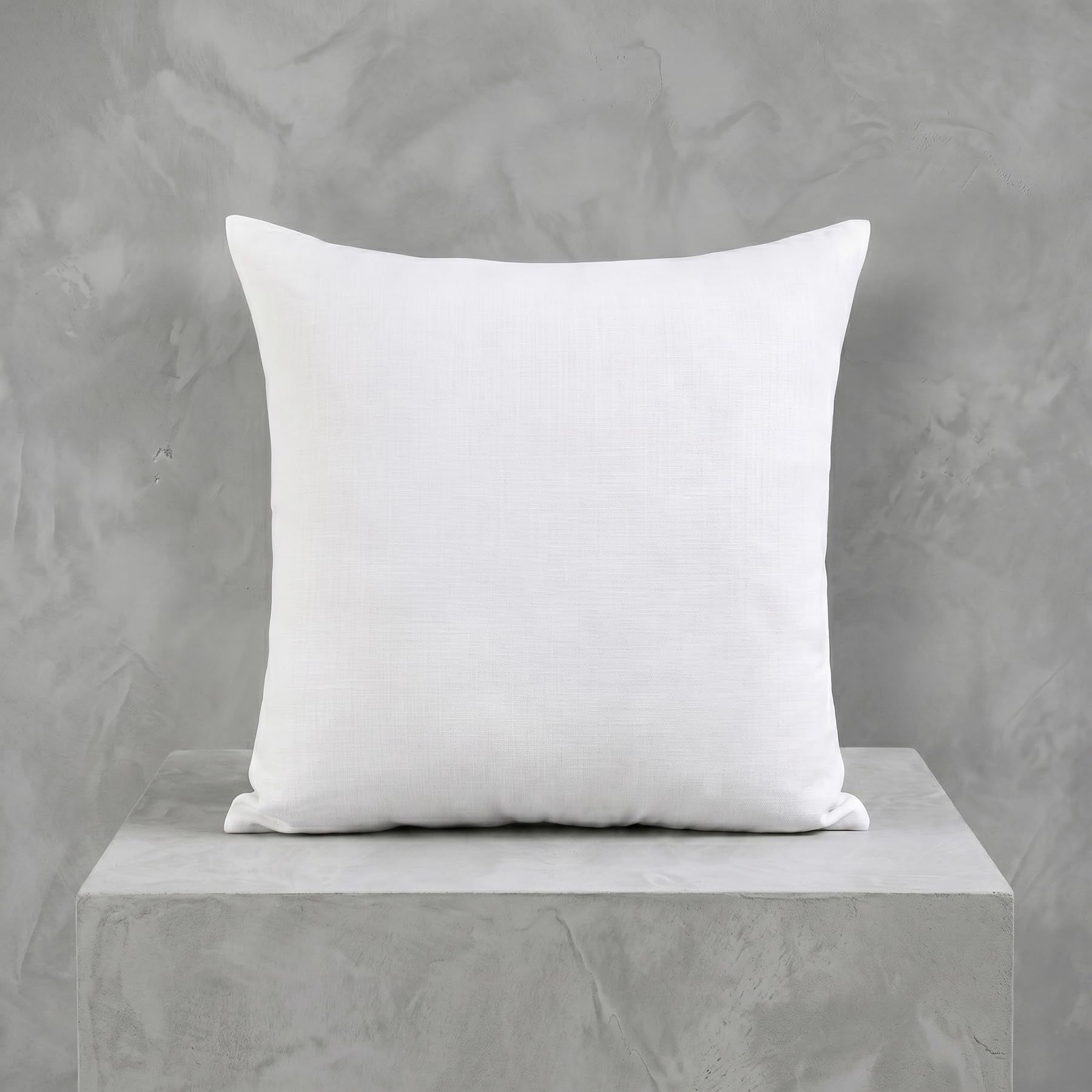 20×20 Inch Natural White Stripe 100% Linen Throw Pillow Cover with Invisible Zipper for Sofa Bed