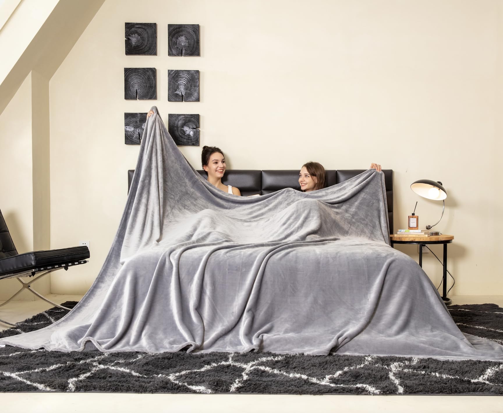 COOVA Oversized King Fleece Blanket 120x120 inches, Soft Cozy Warm Giant Extra Large 10'x10' Blanket for Bed, Sofa, Couch,Travel, Camping, California Huge Flannel Big Throw Blanket, Dark Grey