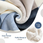 PU MEI Sherpa Fleece Throw Blanket 60" x 80" Reversible Plush Fluffy Large Big Blanket Lattice Flannel Blankets for Sofa Couch Bed (Grey-Soft Blue, 60"*80")