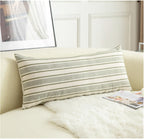 Cethom Decorative Boho Throw Pillow Covers, Farmhouse Textured Pillow Case, 20 x 20 Inch Set of 2, Chair Sofa Bedroom Living Room Home Decor Couch Cushion Case, Classic Blue and Beige Striped