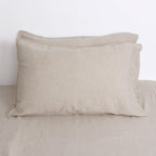 Striped Linen Pillow Cases Set of 2,20"x30" Standard/Queen Size,100% French Natural Flax Soft Linen Pillowcases,Natural Stripe