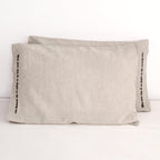 Striped Linen Pillow Cases Set of 2,20"x30" Standard/Queen Size,100% French Natural Flax Soft Linen Pillowcases,Natural Stripe