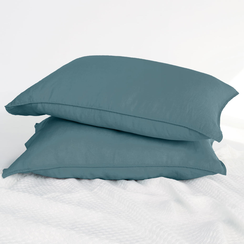 Striped Linen Pillow Cases Set of 2,20"x30" Standard/Queen Size,100% French Natural Flax Soft Linen Pillowcases,Natural Stripe