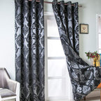 NAPEARL Damask Curtains-Fancy Jacquard Semi-Blackout Brown Curtain Drapes for legant & Private Living Room & Bedroom, Luxury Curtains 96 Inches Length (2 Panels, Each 52 x 96 Inches)