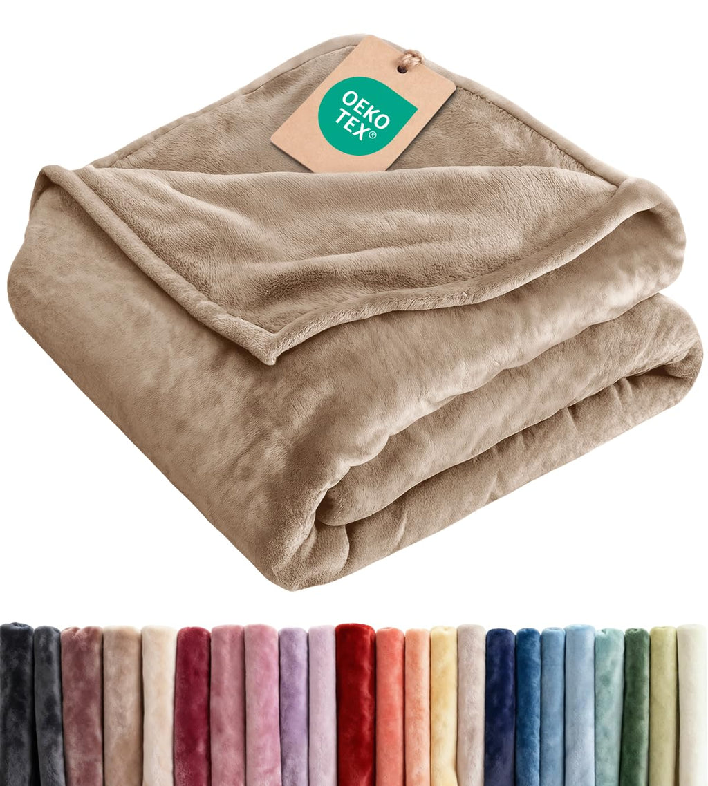 Ultra Soft Fleece Blanket Queen Size - Flannel Fleece Luxury Queen Blanket - Lightweight for Couch Bed Chair - Thick, Warm and Breathable - All Season Cozy Fuzzy, Anti-Static Microplush Bedding, Grey