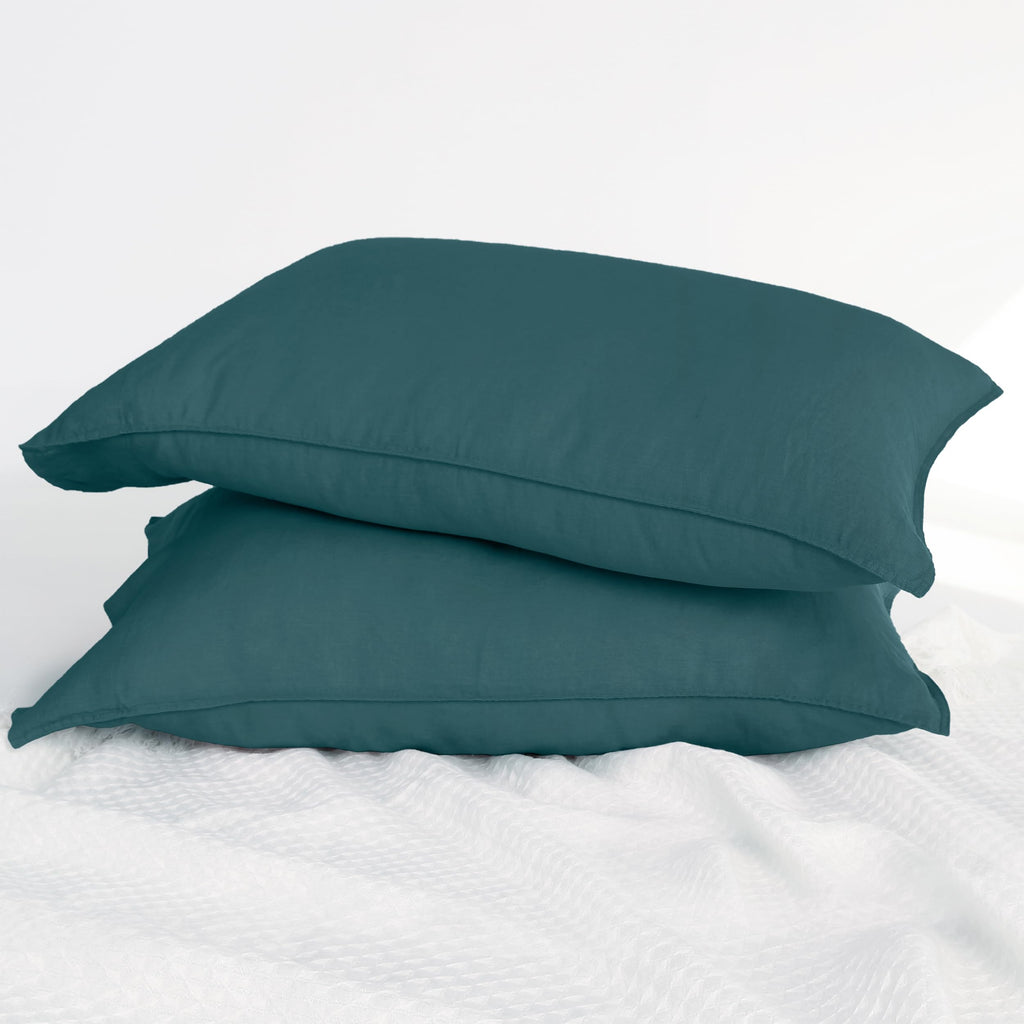 Striped Linen Pillow Cases Set of 2,20"x30" Standard/Queen Size,100% French Natural Flax Soft Linen Pillowcases,Natural Stripe