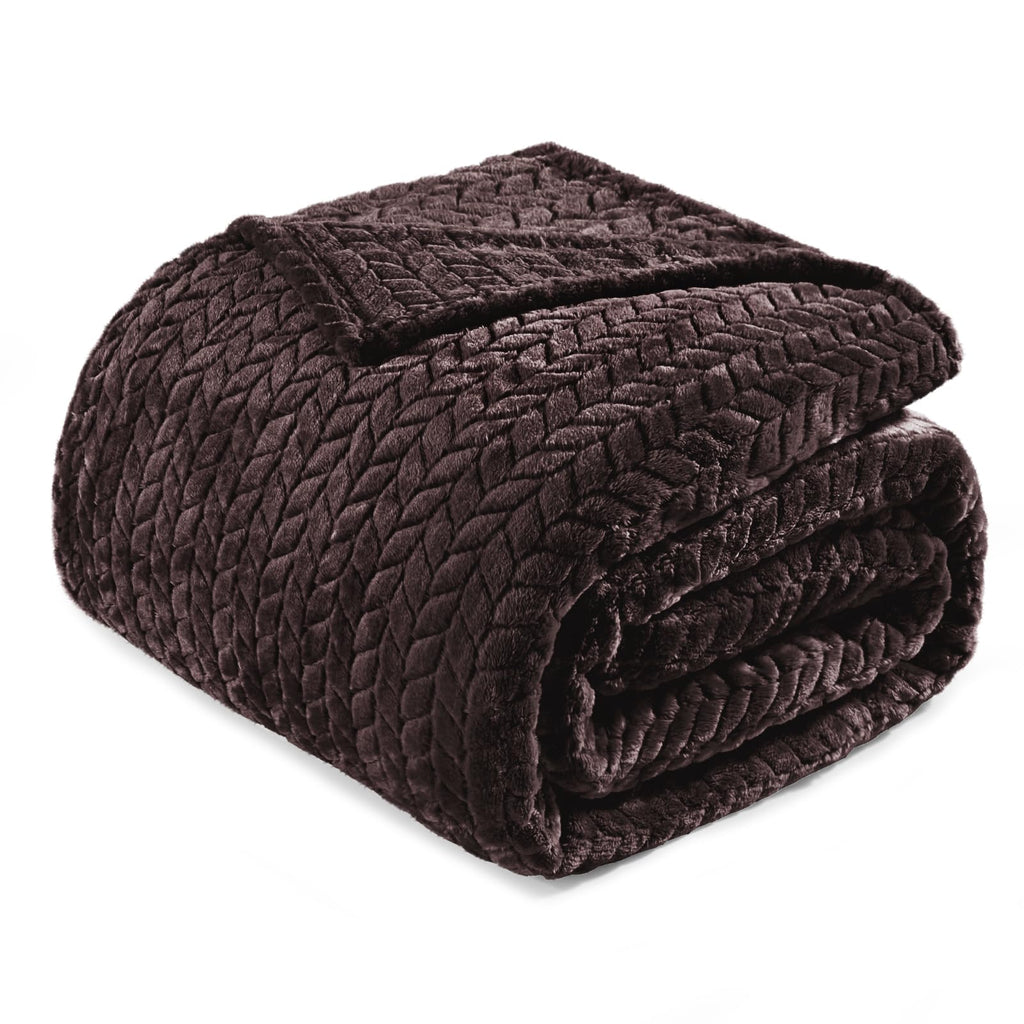 Exclusivo Mezcla Fleece Queen Size Blanket for Bed, 90x90 Inches Soft Cozy Jacquard Flannel Blankets, Lightweight Fuzzy Plush for Women, Pink