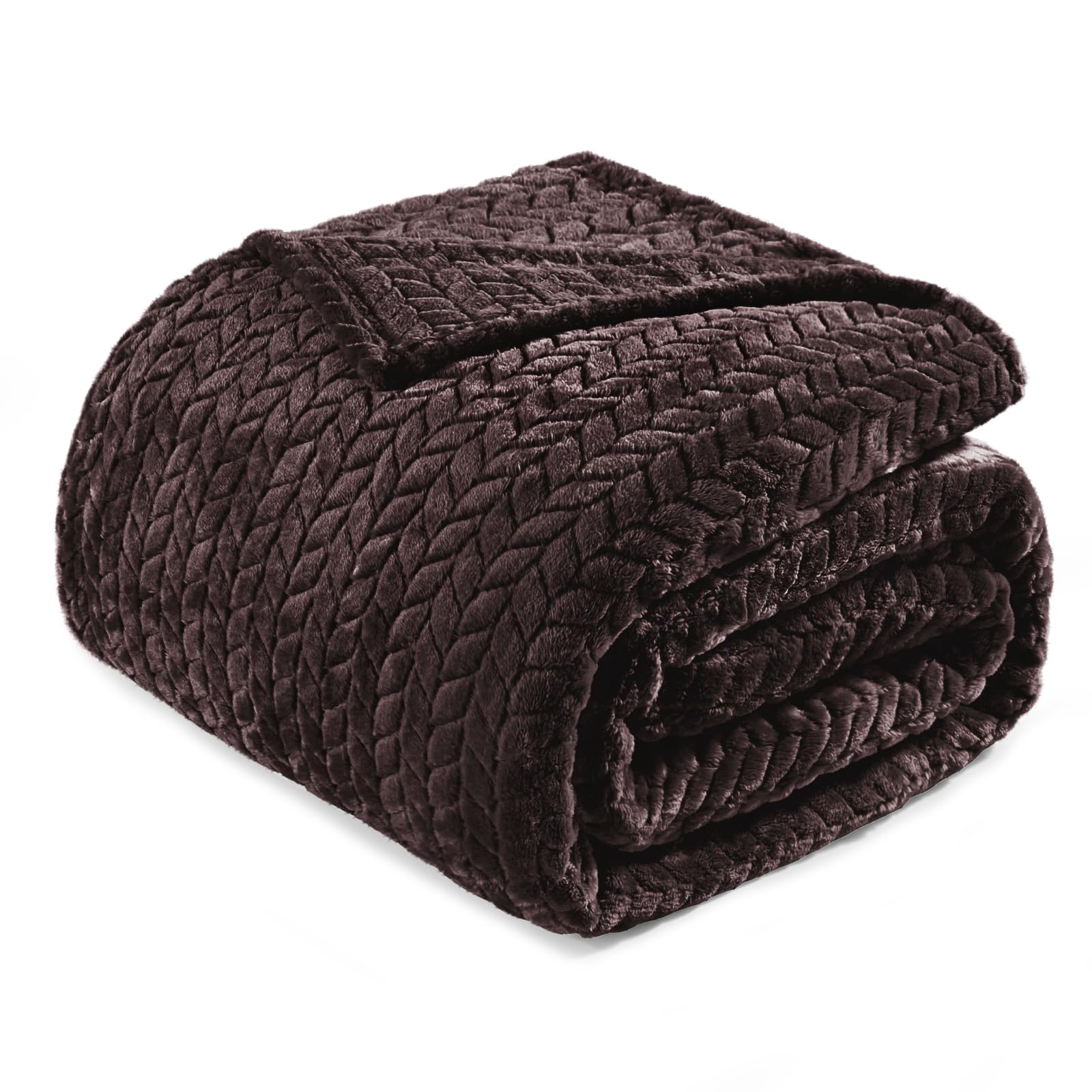 Exclusivo Mezcla Fleece Queen Size Blanket for Bed, 90x90 Inches Soft Cozy Jacquard Flannel Blankets, Lightweight Fuzzy Plush for Women, Pink