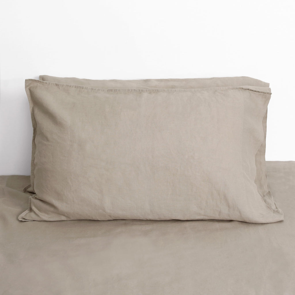 Striped Linen Pillow Cases Set of 2,20"x30" Standard/Queen Size,100% French Natural Flax Soft Linen Pillowcases,Natural Stripe