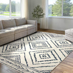 BESTSWEETIE Area Rug 5x7 Rug Machine Washable Non-Slip Low Pile Print Pattern Western Rug for Living Room Bedroom Entryway Tribal Series -Black