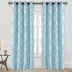NAPEARL Damask Curtains-Fancy Jacquard Semi-Blackout Brown Curtain Drapes for legant & Private Living Room & Bedroom, Luxury Curtains 96 Inches Length (2 Panels, Each 52 x 96 Inches)