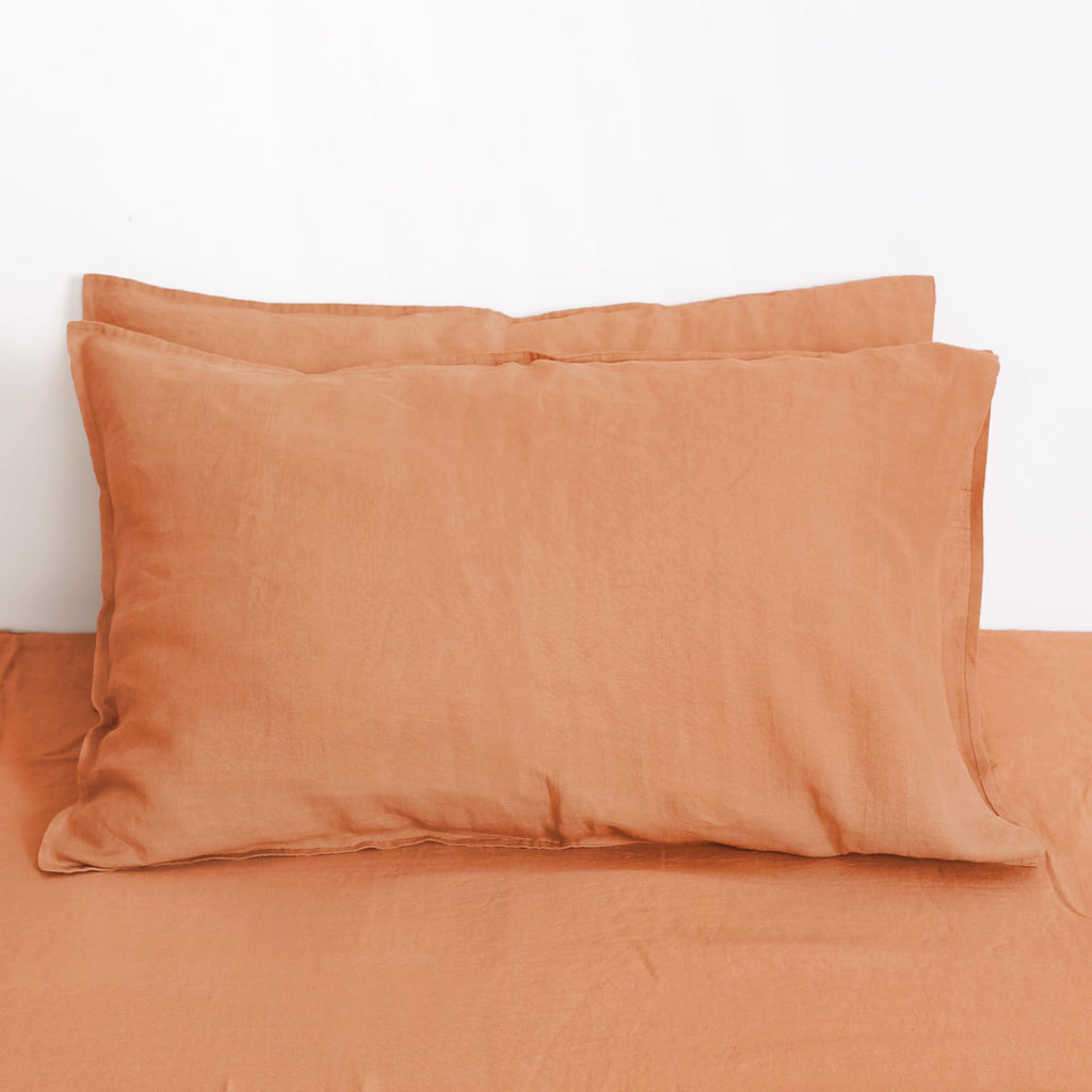 Striped Linen Pillow Cases Set of 2,20"x30" Standard/Queen Size,100% French Natural Flax Soft Linen Pillowcases,Natural Stripe