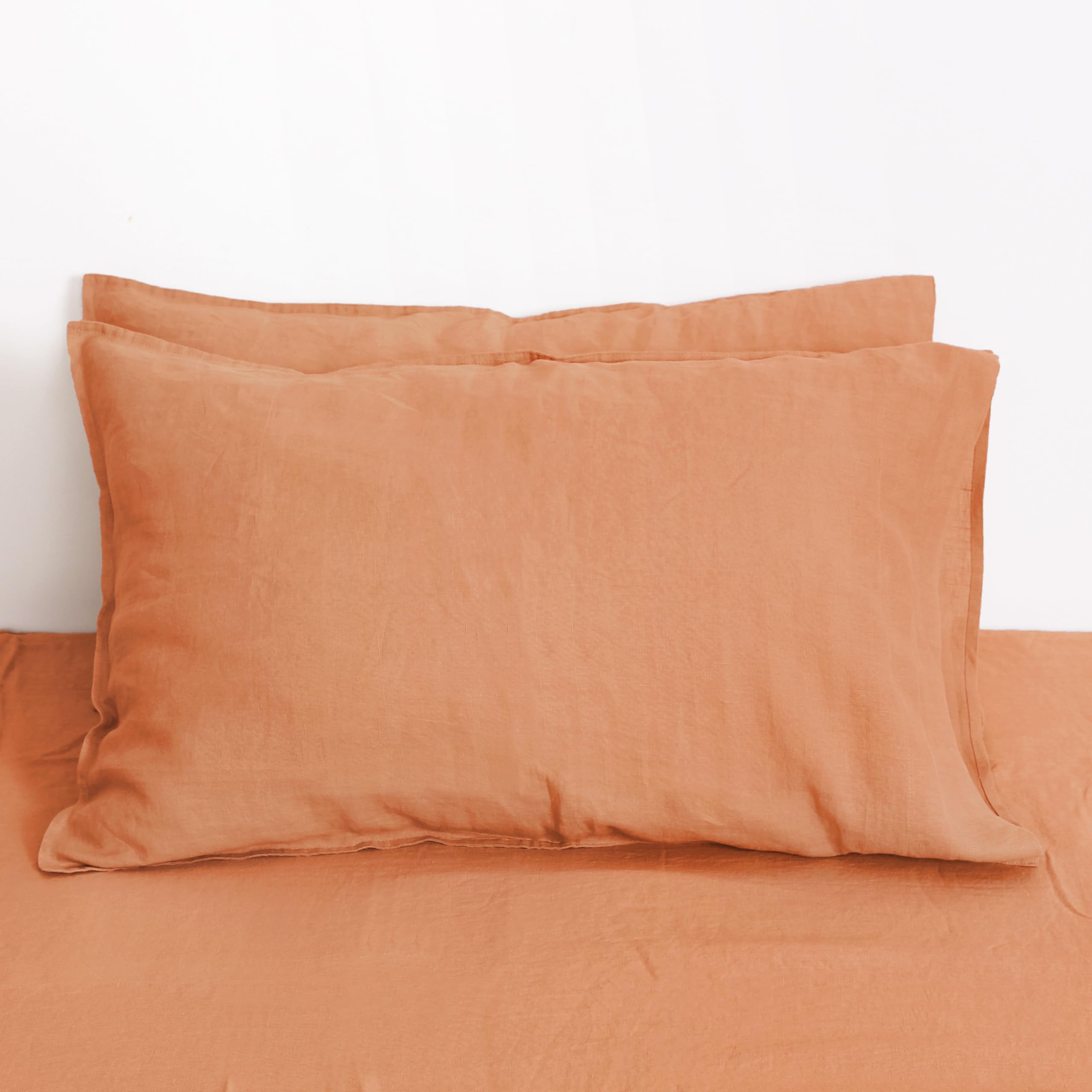Striped Linen Pillow Cases Set of 2,20"x30" Standard/Queen Size,100% French Natural Flax Soft Linen Pillowcases,Natural Stripe