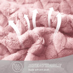 Exclusivo Mezcla Fleece Queen Size Blanket for Bed, 90x90 Inches Soft Cozy Jacquard Flannel Blankets, Lightweight Fuzzy Plush for Women, Pink