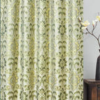 GOHD Samba Star. Jacquard Window Curtain Panel Drape with Attached Fancy Valance and Taffeta Backing. 2pcs Set. Each pc 54" Wide x 90" Drop with 18" Valance. (Hunter Green)