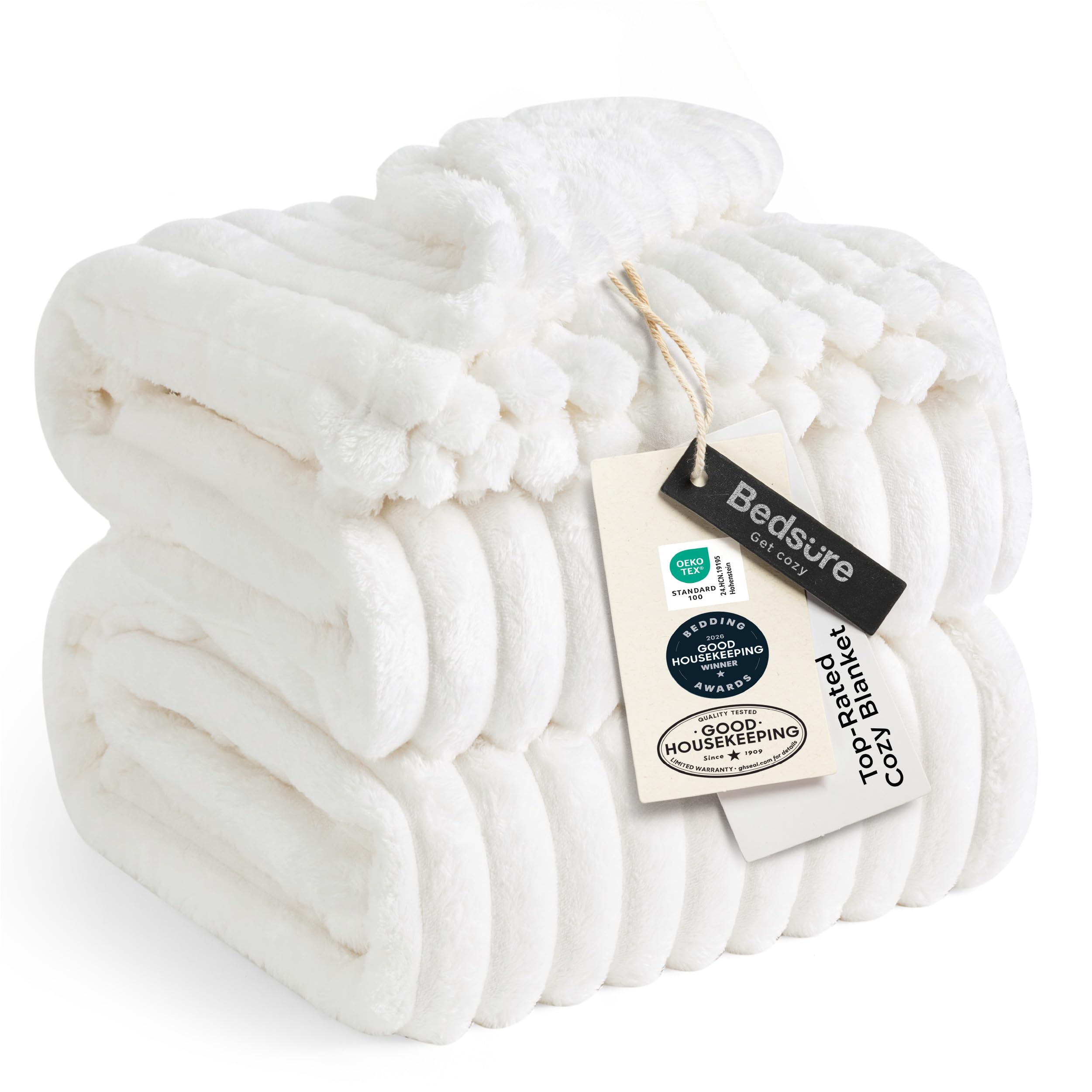 Bedsure GentleSoft Fleece Bed Blankets Full Size - Cozy Soft Blankets for Women, Cute Small Throws for Girls, Beige, 84x90 Inches