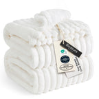 Bedsure GentleSoft Blankets Queen Size for Bed - Cozy Soft Sofa Couch Cover Blankets for Women, Cute Large Bedding Fleece Throws for Girls, Off White, 90x90 Inches