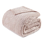 Exclusivo Mezcla Fleece Queen Size Blanket for Bed, 90x90 Inches Soft Cozy Jacquard Flannel Blankets, Lightweight Fuzzy Plush for Women, Pink