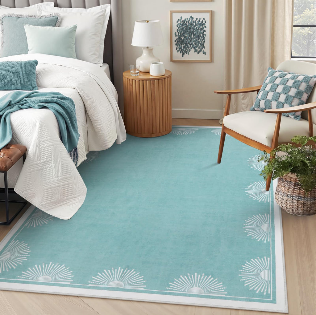 Hedlive Boho 8x10 Area Rugs, Sun Print Soft Washable Rugs 8x10 Rug for Living Room Nursery, Ultra-Thin Non-Slip Kids Rug Large Carpet for Playroom Bedroom Classroom(8x10ft,Gold/Multi)