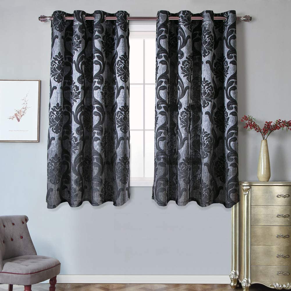 NAPEARL Damask Curtains-Fancy Jacquard Semi-Blackout Brown Curtain Drapes for legant & Private Living Room & Bedroom, Luxury Curtains 96 Inches Length (2 Panels, Each 52 x 96 Inches)