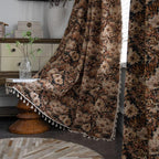 vctops Vintage Floral Oil Painting Curtains with Tassels Set of 2 Panels Rod Pocket Thermal Insulated Room Darkening Window Curtains/Drapes for Bedroom Living Room (Coffee,59"x94")