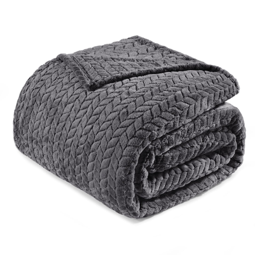Exclusivo Mezcla Fleece Queen Size Blanket for Bed, 90x90 Inches Soft Cozy Jacquard Flannel Blankets, Lightweight Fuzzy Plush for Women, Pink